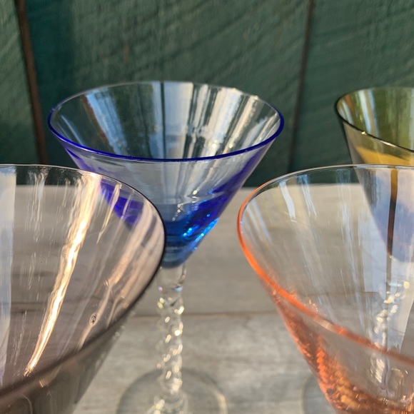Vintage Handcrafted Colored Twisted Stem Cordials - Picture 5 of 13
